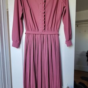 Vintage Mauve Pleated Dress